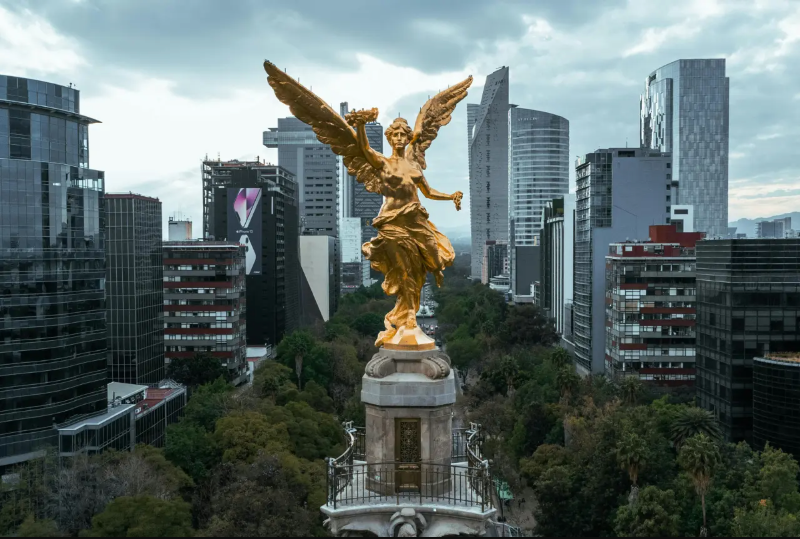 Mexico City gold statue